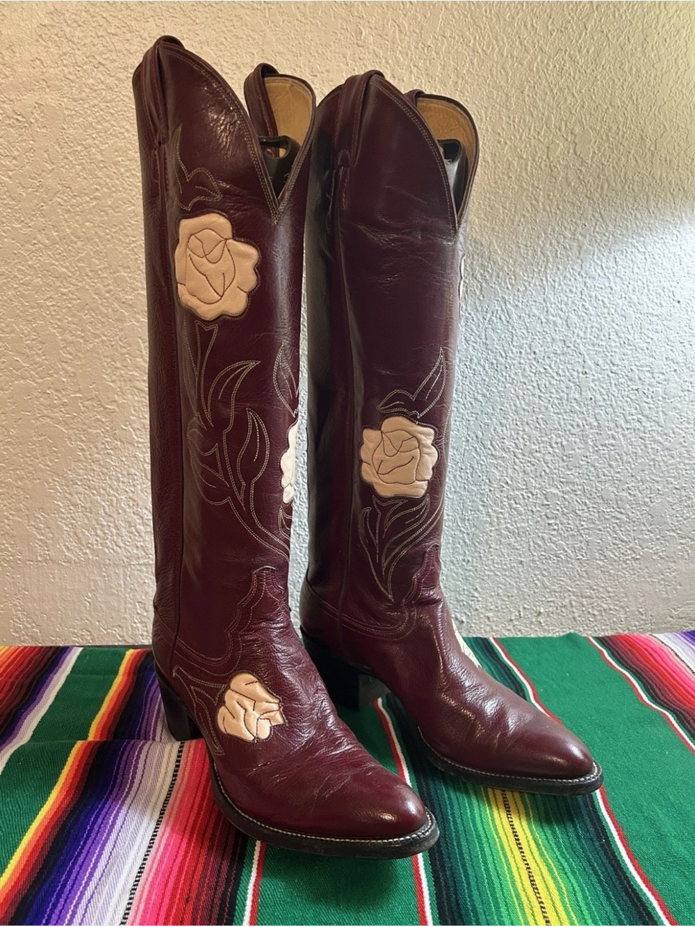 *RARE* Vintage Justin Western Knee-High Leather Cowboy Boots - Picture 3 of 10